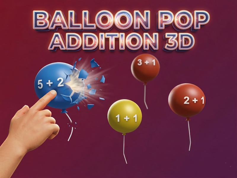 Balloon Pop Addition 3D 🕹️ SGameS पर ऑनलाइन खेलें