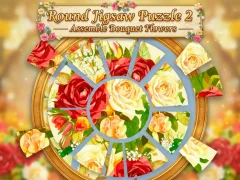 खेल Round jigsaw Puzzle 2 - Assemble Bouquet flowers ऑनलाइन