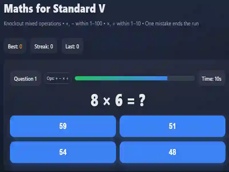 खेल Maths for Standard V ऑनलाइन