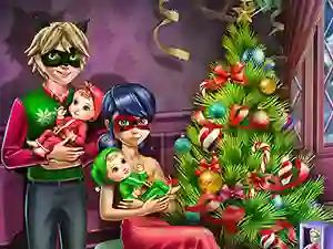 खेल Dotted Girl Family Christmas ऑनलाइन