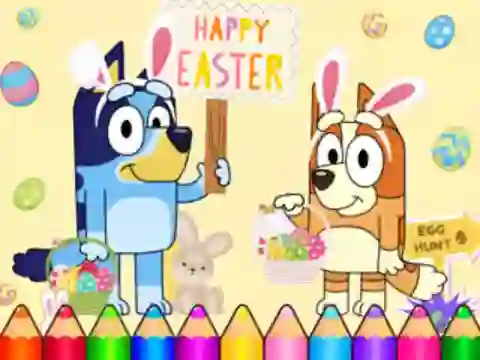 खेल Coloring Book: Bluey Happy Easter ऑनलाइन