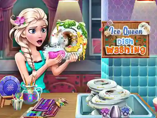खेल Ice Queen Dish Washing ऑनलाइन