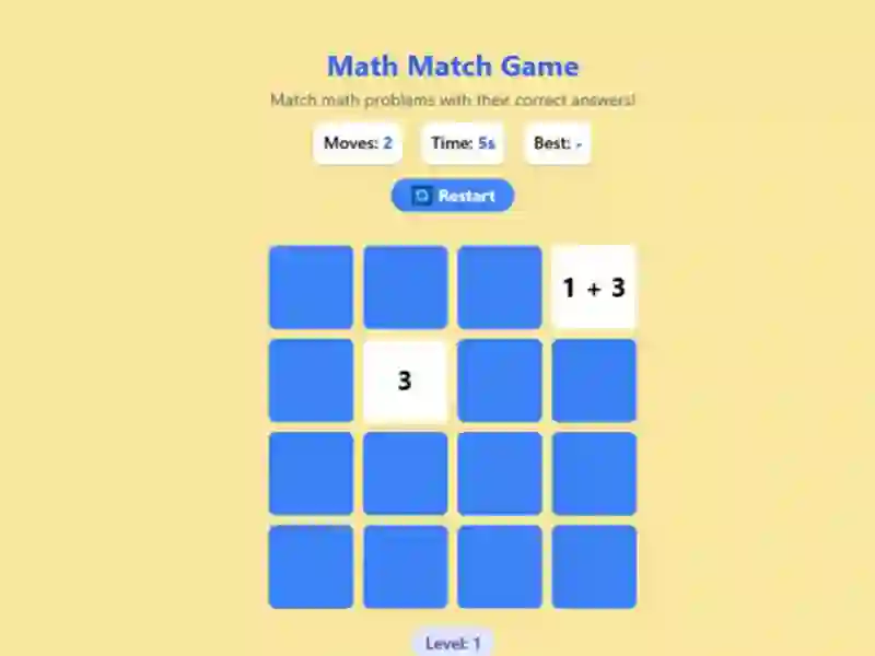 खेल Math Match Game ऑनलाइन