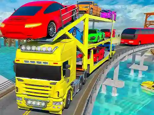 खेल Crazy Mega Car Transport Truck Game ऑनलाइन