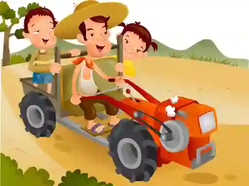 खेल Cartoon Tractor Puzzle ऑनलाइन