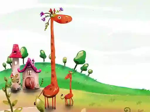 खेल Cartoon Giraffe Puzzle ऑनलाइन