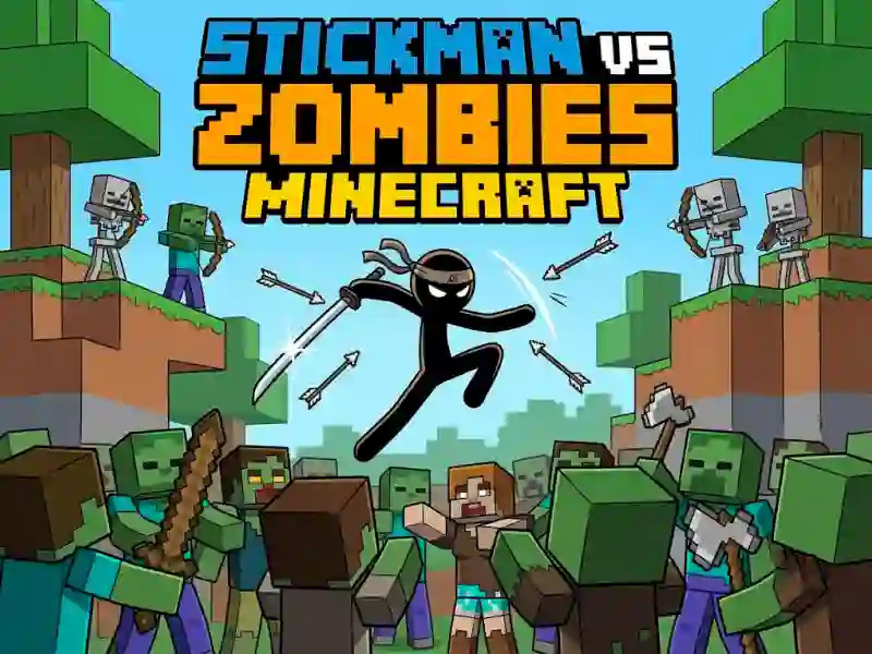 खेल Stickman vs Zombies Minecraft ऑनलाइन