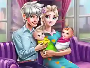 खेल Ice Queen Twins Family Day ऑनलाइन