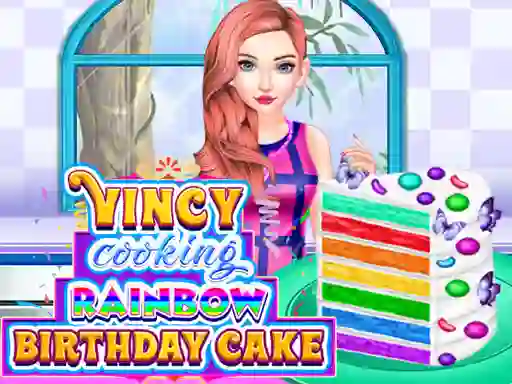 खेल Vincy Cooking Rainbow Birthday Cake ऑनलाइन
